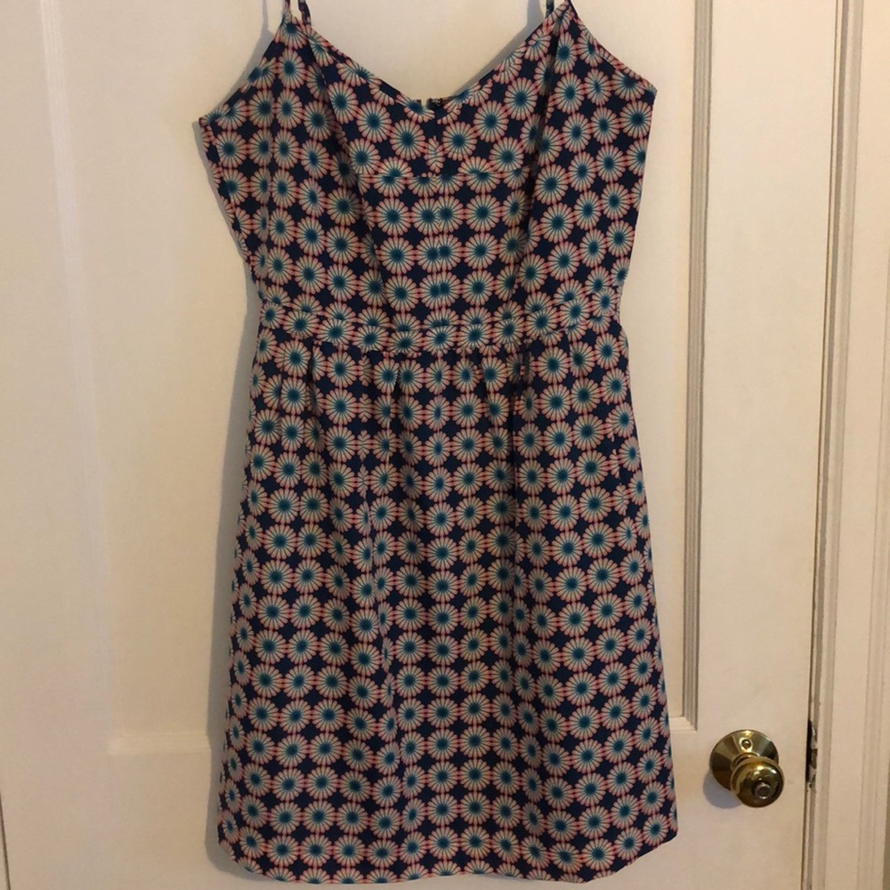 J. Crew multi-color spaghetti strap dress.